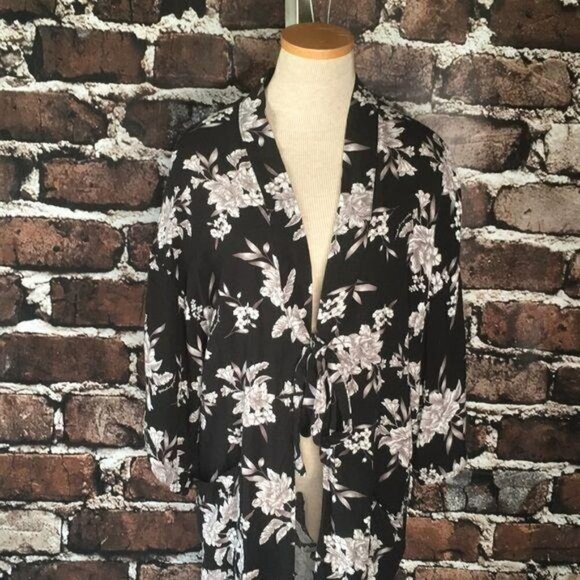 Spiritual Gangster Swim Coverup Black Floral OS - Picture 2 of 8